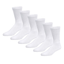 Load image into Gallery viewer, Premium Women’s White Soft Breathable Cotton Crew Socks, Non-Binding &amp; Comfort Diabetic Socks (6 Pairs - Fits Shoe Size 6-11)