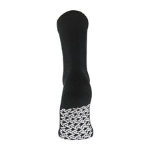 Load image into Gallery viewer, Black Non Slip Diabetic Crew Sock With White Rubber Grips On The Bottom From The Back
