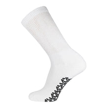 Load image into Gallery viewer, White Non Slip Diabetic Crew Sock With Black Rubber Grips On The Bottom