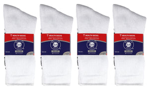 60 Pairs of Non-Skid Diabetic Crew Socks with Non Binding Top (White)