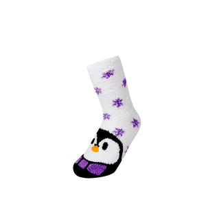 12 Pairs of Women's/Girl's Fuzzy Soft Plush Slipper Socks, Fluffy Winter Warm Cozy Animal Print Socks (Sock Size 9-11)