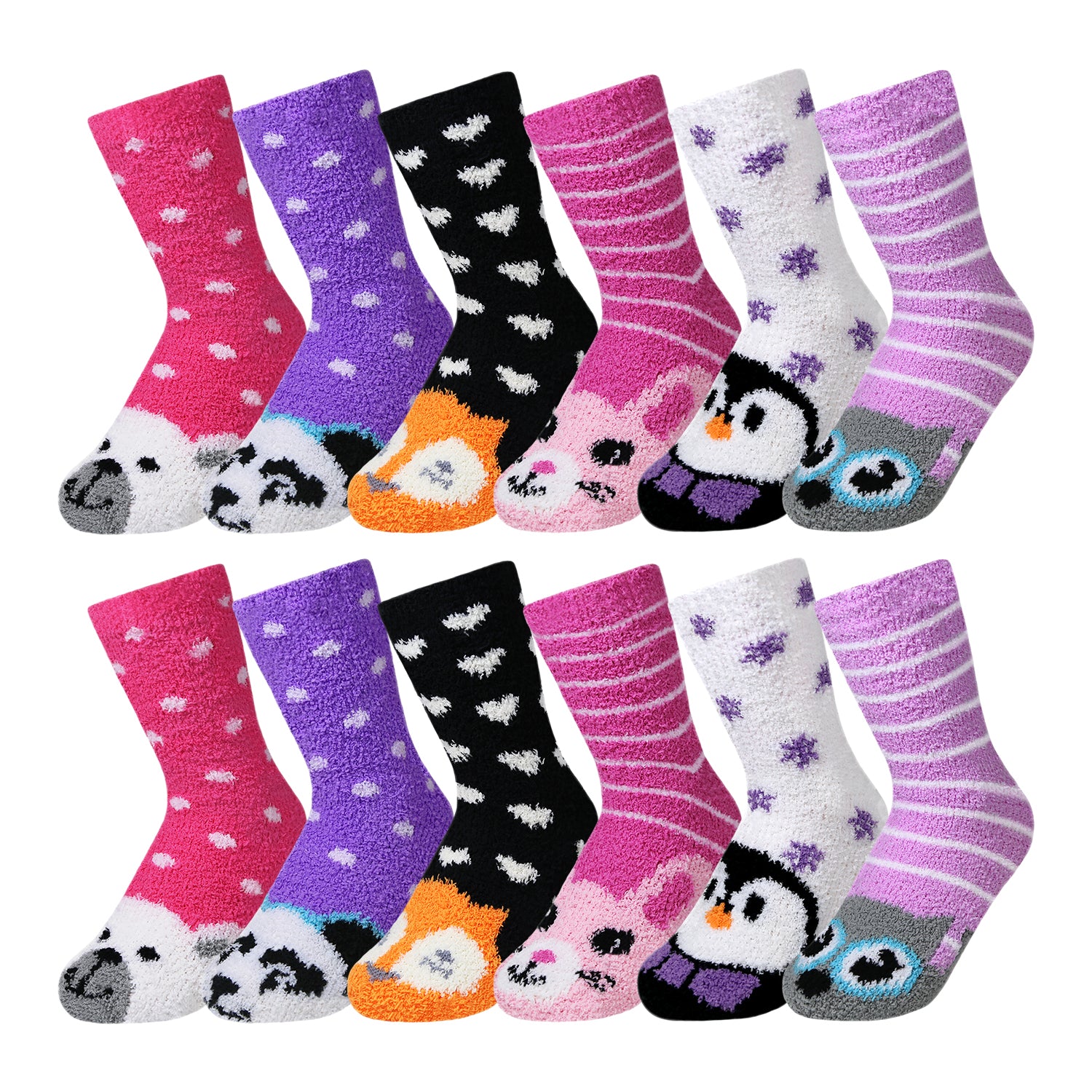 12 Pairs of Women's/Girl's Fuzzy Soft Plush Slipper Socks, Fluffy