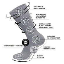Load image into Gallery viewer, 60 Pairs of Non-Skid Diabetic Crew Socks with Non Binding Top (Grey)