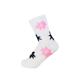 12 Pairs of Women's Snowflakes Fuzzy Plush Soft Slipper Socks, Fluffy Warm Winter Cozy Socks (Shoe size 5-10)